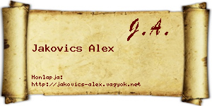 Jakovics Alex névjegykártya