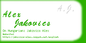 alex jakovics business card